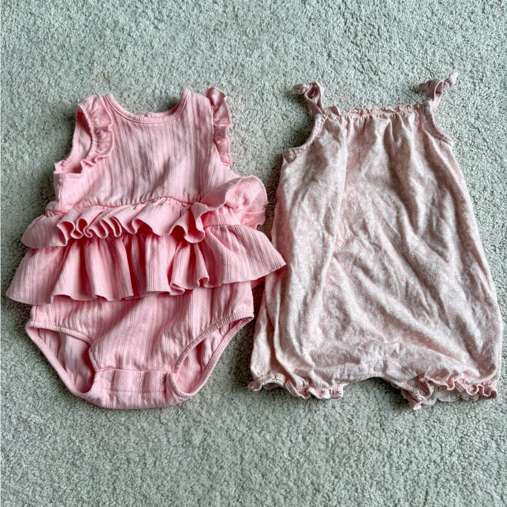Bundle of Two Pink Rompers: Little Me & Carters